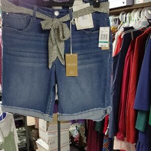 Angels Women's Blue Jean Shorts with Patterned Belt
